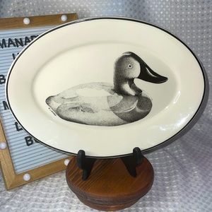 Duck Blind China Artist Laura Denardo  12 1/2" Serving Platter Mallard Duck VTG.